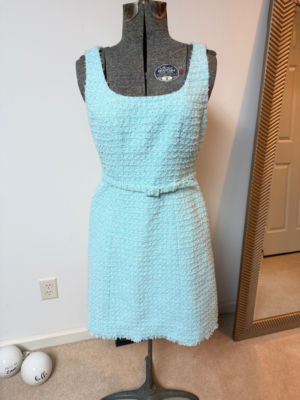 kate spade Tweed Sleeveless Mini Dress in Pale Blue